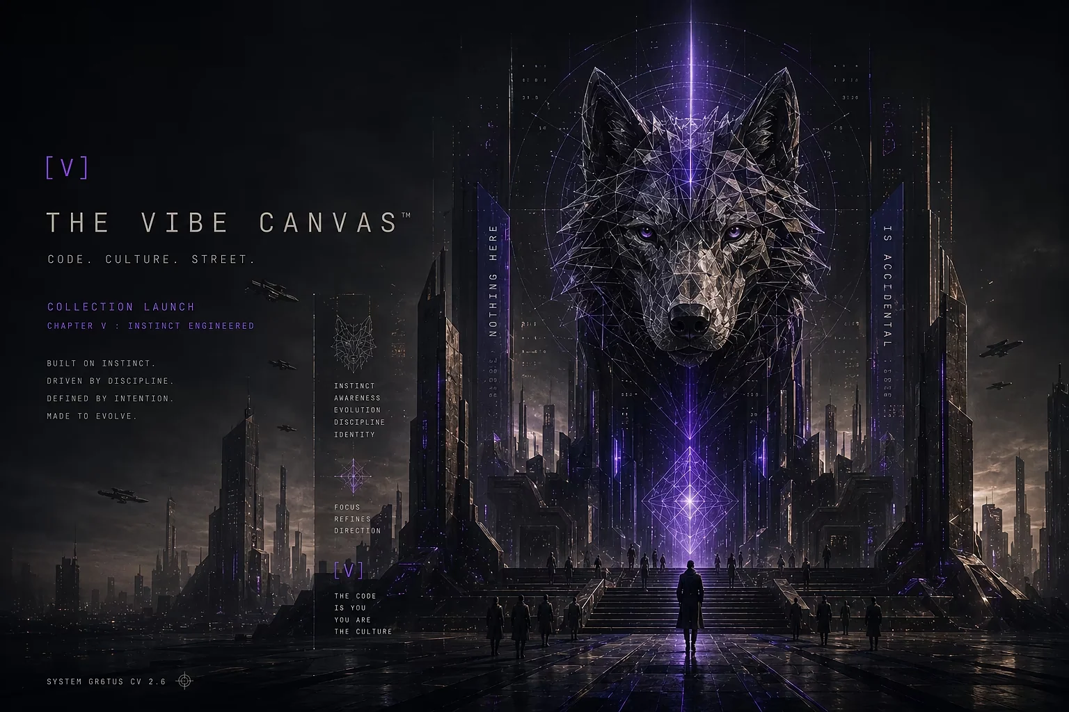 Wolf identity artwork for The Vibe Canvas
